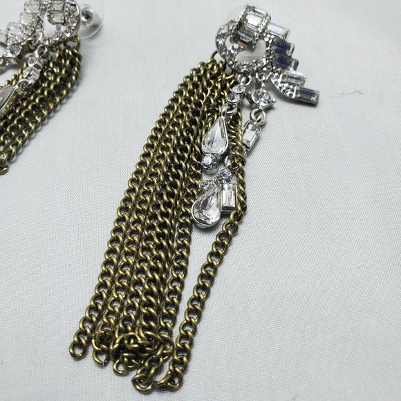 Bijou drive gold link with rhinestones earring - Picture 4 of 5